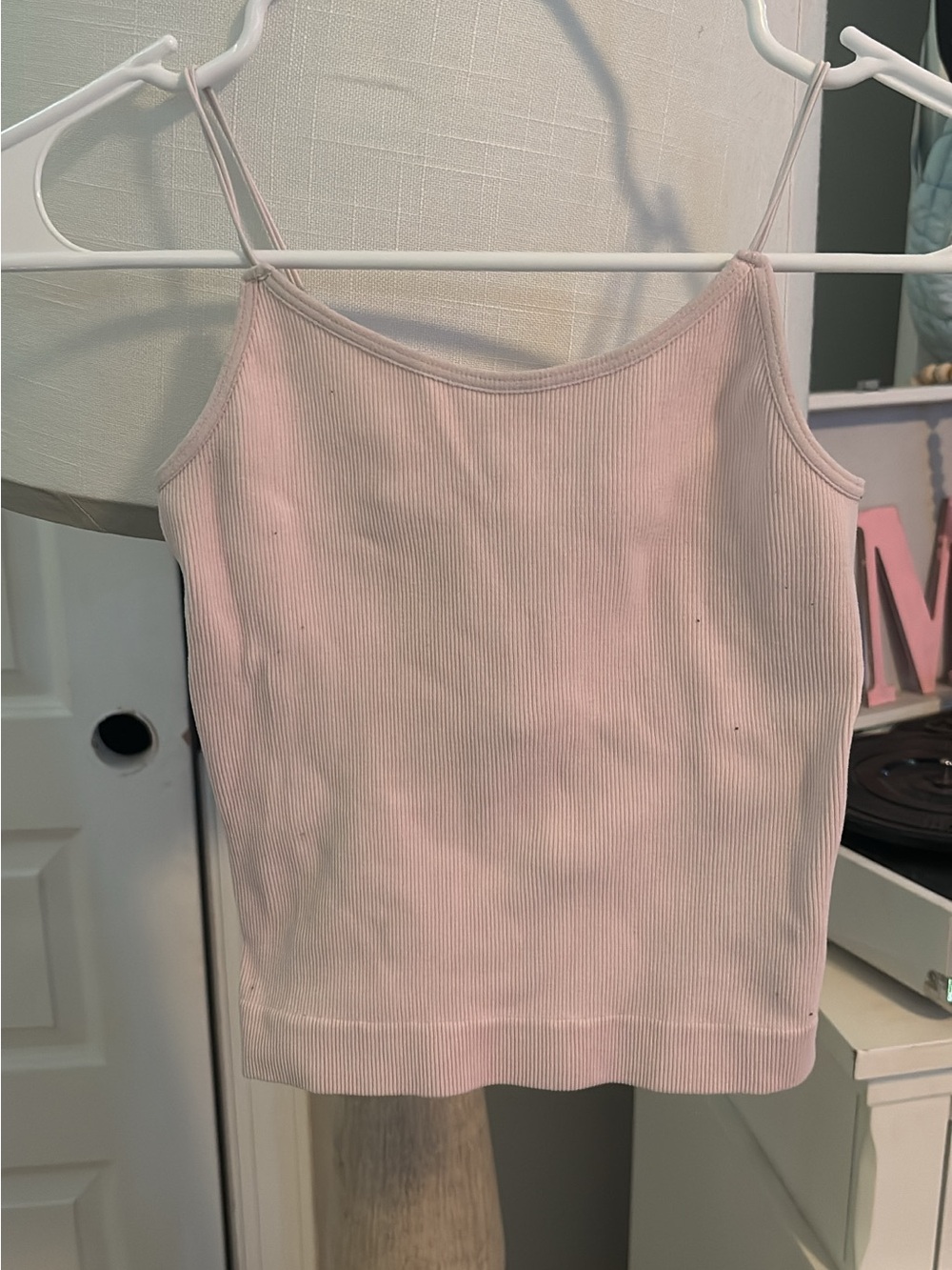 Francesca's Collections Pale Pink Ribbed Spaghetti Strap Camisole